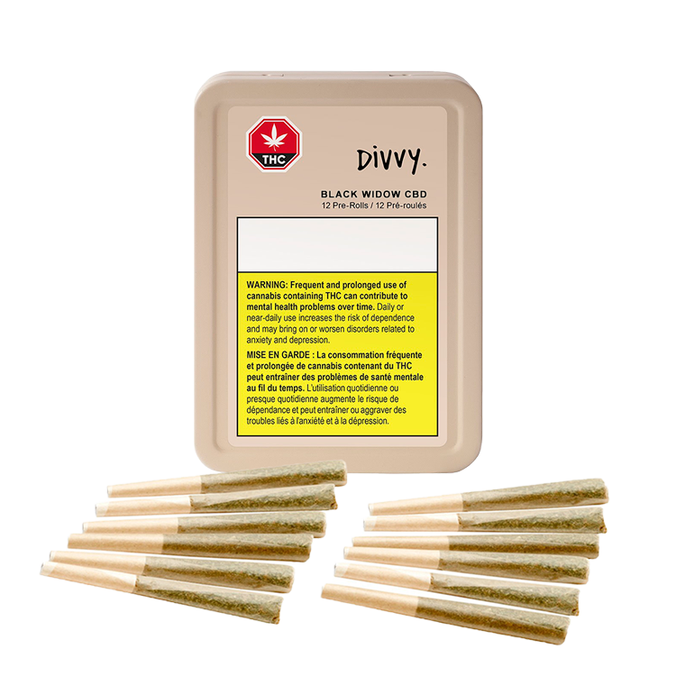 Divvy Black Widow CBD 12 x 0.35g Pre-Rolls